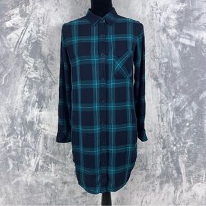 Rails Bianca Shirt Dress Plaid Flannel Button Up Size Small
